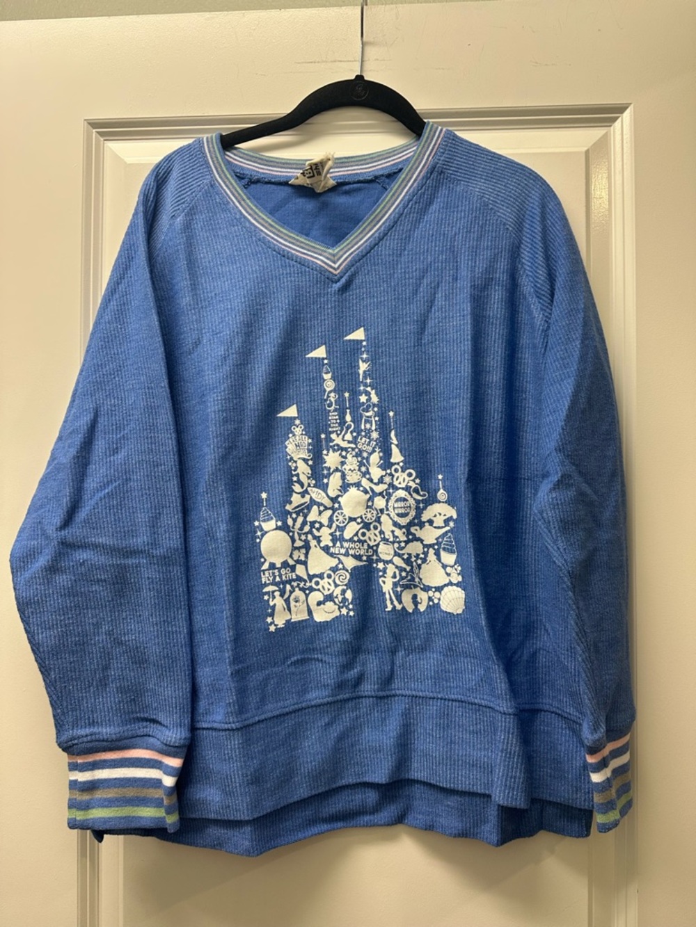 Gently used Blue Women’s Disney Themed Jadelynn Brooke V-Neck Sweater